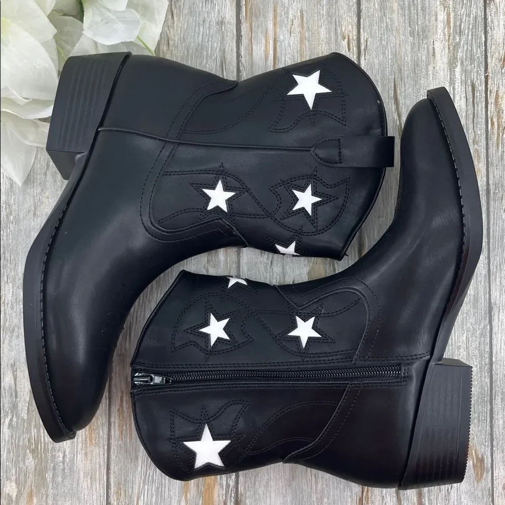 Big Girls Star Western Cowgirl Boots Shoes Size 5